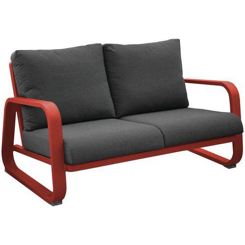 CANAPÉ ANTONINO 2 PLACES - ROUGE COUSSIN GRIS