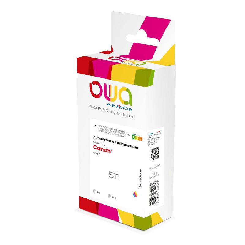 CARTOUCHE D'ENCRE REMANUFACTUREE OWA - COMPATIBLE POUR CANON CL-511 - TRICOLORE