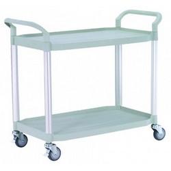 Chariot manuel à étagères - 250kg - 2 ou 3 plateaux en plastique moulé - Montants en aluminium_0