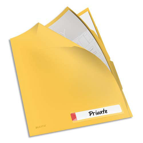 CHEMISE LEITZ COSY - 3 COMPARTIMENTS - A4 - POLYPROPYLENE - JAUNE - LOT DE 12