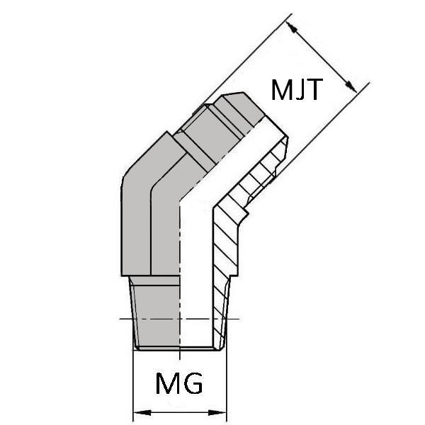 Coude 45° mâle gaz conique x mâle JIS Toyota® - WCMCOMTO40404 - CMGCO1/4 / MTO (JIS)1/4_0