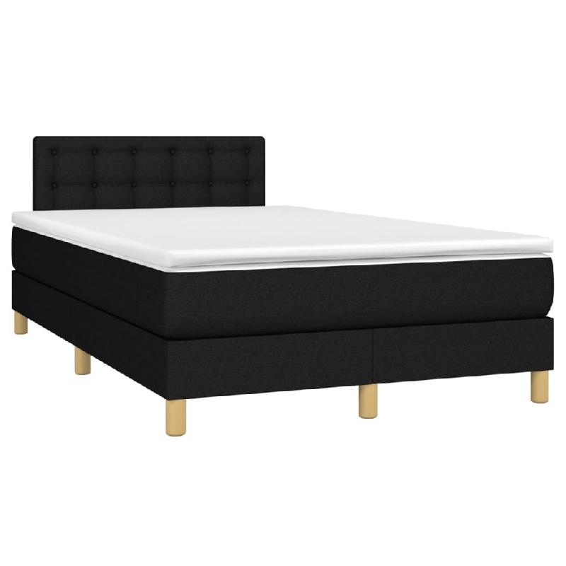 Décoshop26 - Cadre de lit LED avec sommier tête de lit matelas 120 x 200 cm tissu noir TDL0209282 - noir 3001708182729_0