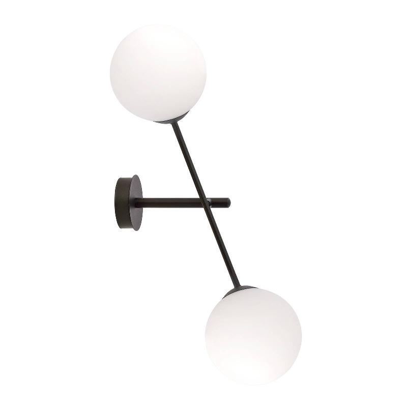 EMIBIG LIGHTING APPLIQUE LINEAR, NOIRE/OPALE, À DEUX LAMPES