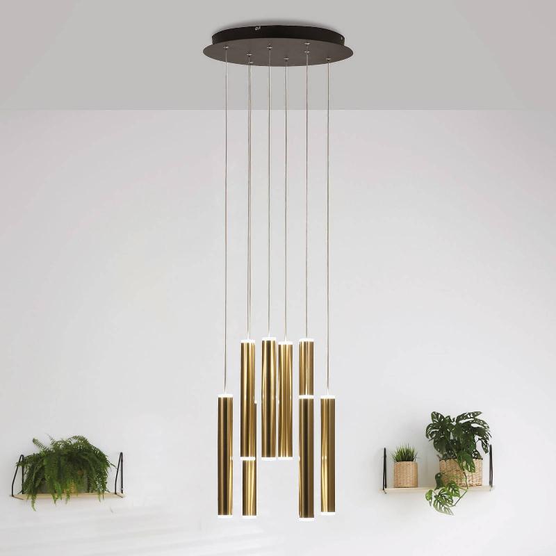 FABAS LUCE SUSPENSION LED PRADO, OR, 8 LAMPES, Ø 40 CM, INTENSITÉ VARIABLE