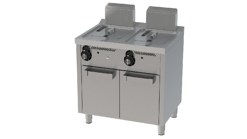 Friteuse à gaz professionnelle sur placard avec porte 8+8 l profondeur 600 - FDG8L8L600E_0