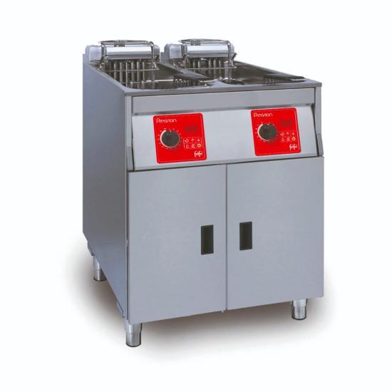Friteuse électrique sur coffre avec filtration d'huile - Double cuve 2x14.5L - 592x650x994 mm - PL-622-H32-G0 - 30 kW - Production 64 kg/h_0