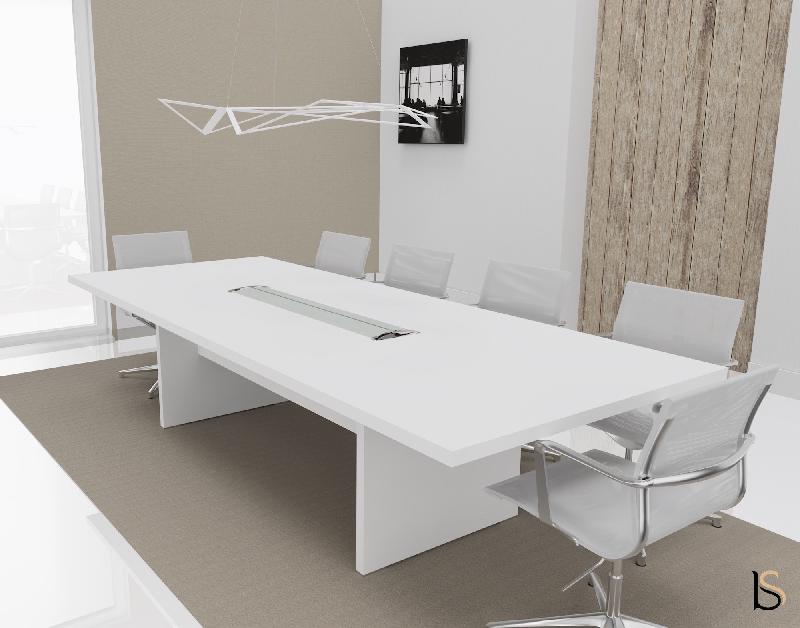 Grande table de réunion rectangulaire TAK - Mobel Linea. - Oui, Blanc, 300_0