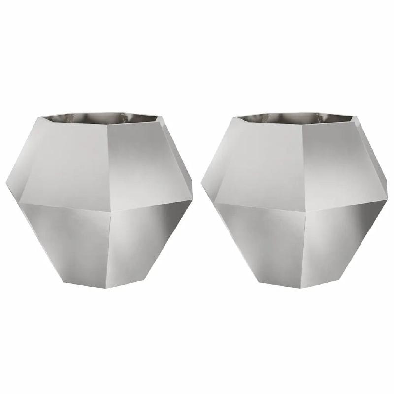 Helloshop26 - Lot de 2 jardinières rectangulaires extérieures pour jardin balcon 100 x 100 x 80 cm en acier inoxydable argent 02_0053099 - inox 3000_0