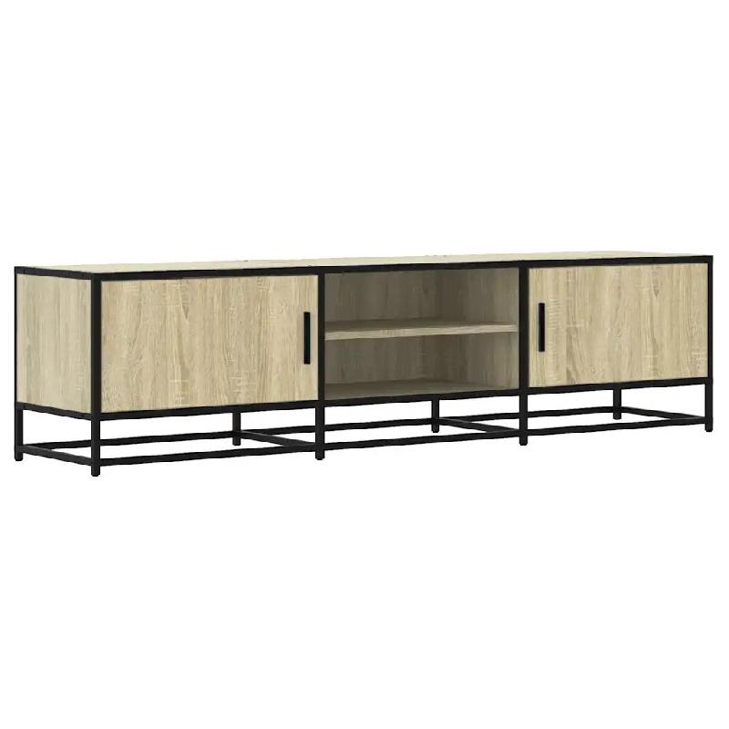 Helloshop26 - Meuble TV rectangulaire industriel moderne rangement 160 x 35 x 41 cm en bois d'ingénierie chêne sonoma 02_0049606 - métal 3000235924048_0