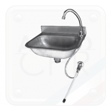 Lme - Lave-mains éco inox avec dosseret - Cuve AISI 304 et mitigeur eau chaude/froide_0
