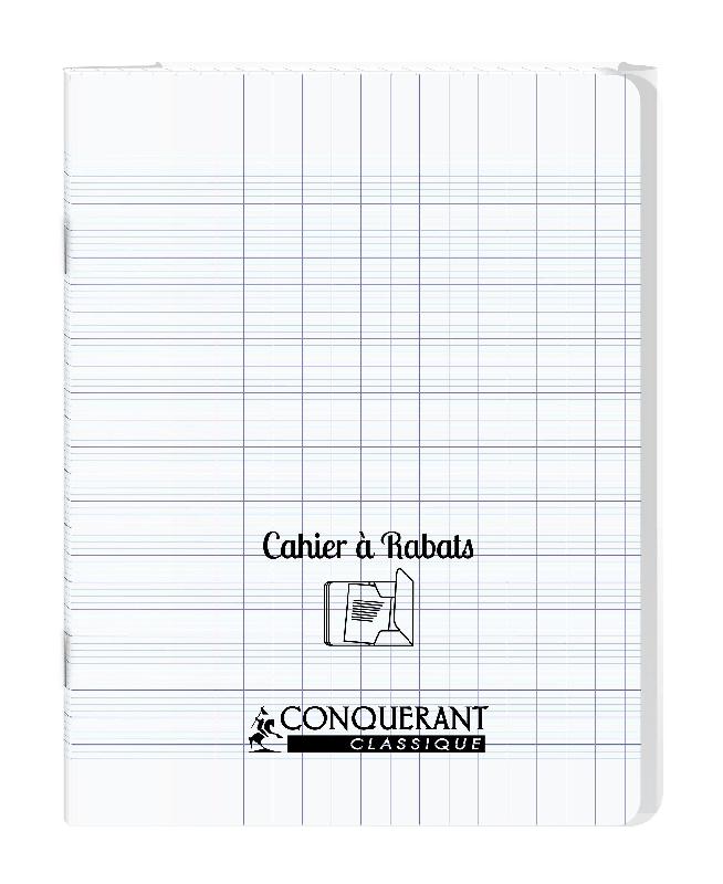 LOT DE 10 - CAHIER A RABAT CONQUERANT CLASSIQUE AGRAFE 170X220 96P 90G SEYES POLYPRO INCOLORE