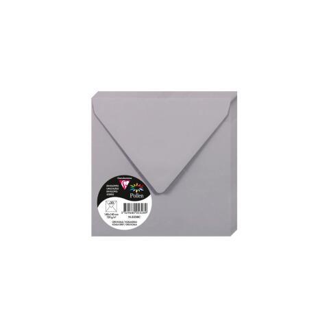 LOT DE 4 - PAQUET DE 20 ENVELOPPES POLLEN 140X140MM 120G/M2 - GRIS KOALA