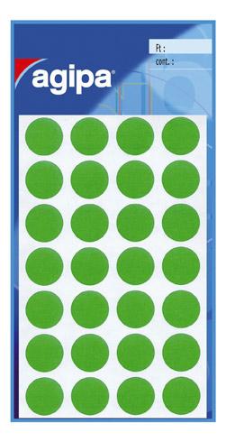 PASTILLE ADHÉSIVE Ø 15 MM AGIPA 111841 VERTE - BOÎTE DE 168