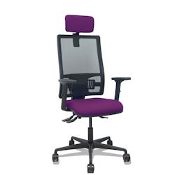 Piqueras y Crespo Silla Bormate asincro malla negra asiento bali morado brazos 2D ruedas 65mm cabecero regulable - violet multi-matériau 405ASM840B76_0
