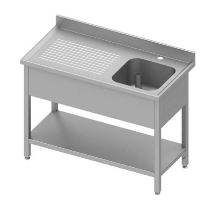 Plonge inox adossée avec 1 bac à droite avec étagère 1500x700x900 à... - P934467150_0
