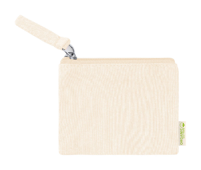 Porte-monnaie zippé en coton recyclé - 180 g/m² - couleur naturelle_0