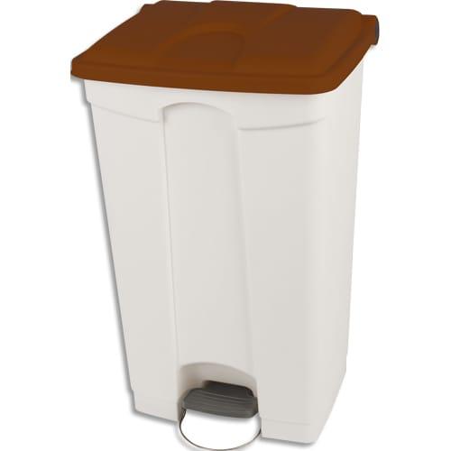 Probbax collecteur à pédale 90L - blanc/marron - roulettes arrière et autoclavable_0