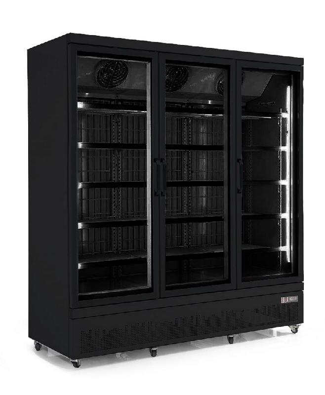 Réfrigérateur noir ventilé de supermarché libre service avec 3 portes vitrées - 1530 litres - 7455.2235_0