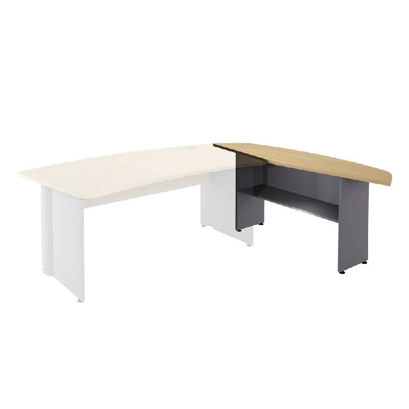 RETOUR DE BUREAU DIRECTION ACTIVITY 2 - L. 184 X P. 50 CM - PLATEAU HETRE - PIEDS PLEINS ALUMINIUM