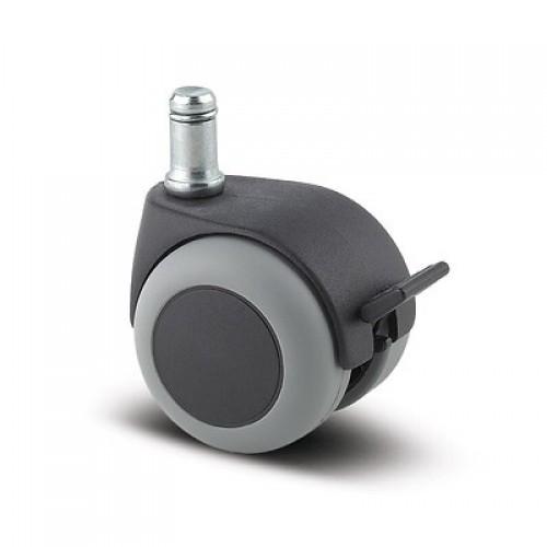 ROULETTE PIVOTANTE POUR CHAISES ET FAUTEUILS - TIGE LISSE ET CIRCLIPS - AVEC FREIN TENTE
