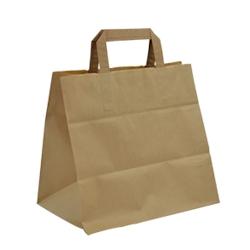 Sac papier brun poignées plates 32+20x29 cm - Vendu par 250 - 3760365400743_0