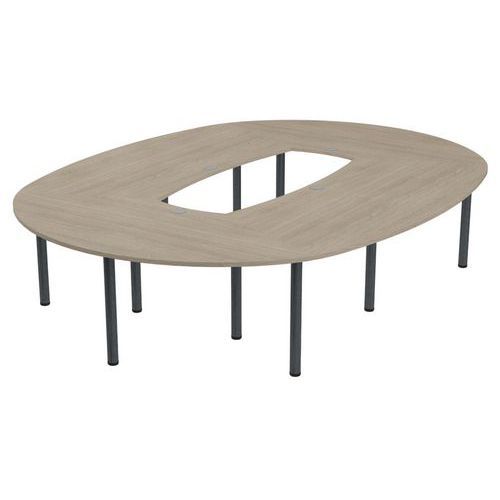 TABLE DE RÉUNION TUBO OVALE 335 X 250 CM CHÊNE GRIS ANTHRACITE - MBA