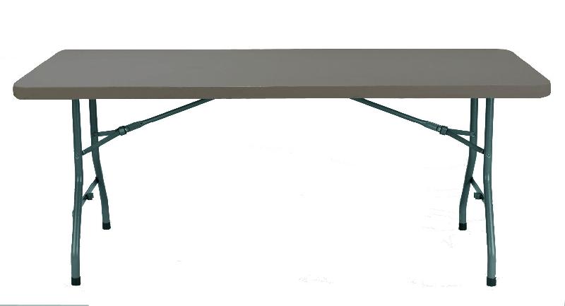 Table pliante en polypropylène marron chocolat - Dimensions 183x76 cm - Coloris tendance marron taupe_0