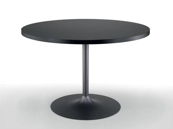Table de réunion ronde Infinity - pour 4-6 personnes - pied tulipe en métal - Plateau épaisseur 36 mm - diamètre 90/100/120 cm_0