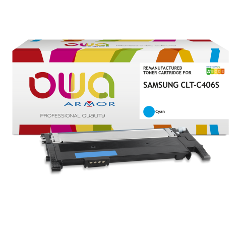 TONER REMANUFACTURÉ OWA - STANDARD - CYAN - POUR SAMSUNG CLT-C406S/ELS