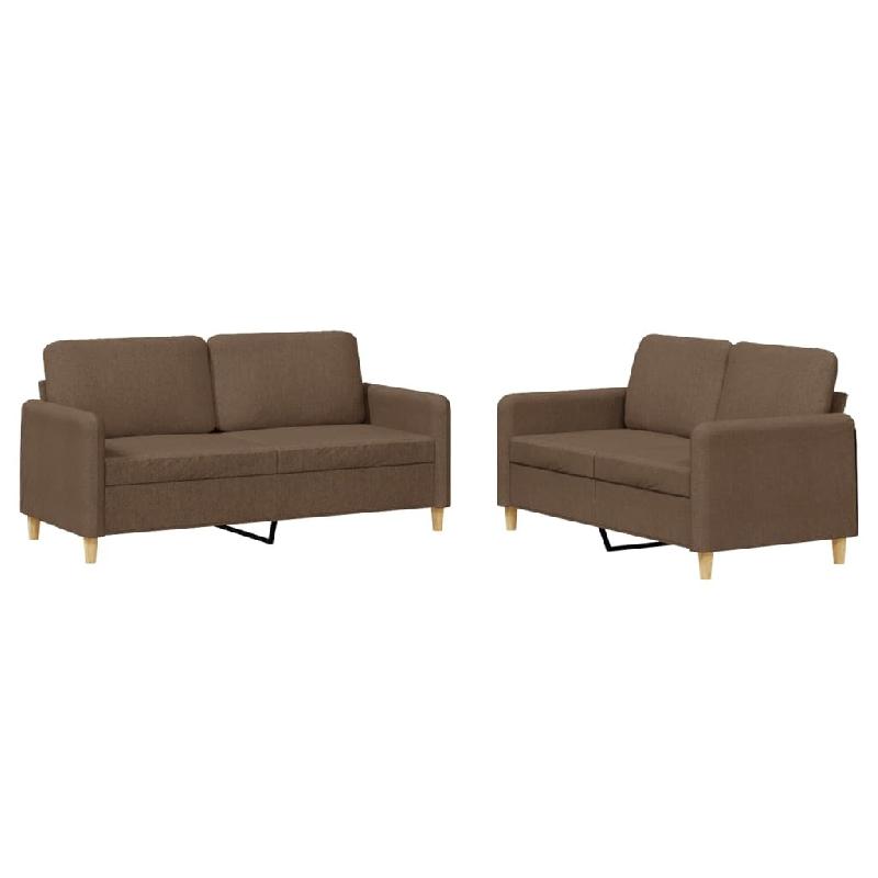 VidaXL Ensemble de canapés 2 pcs avec coussins Marron Tissu Modèle Atlas Élite - 3202089_0