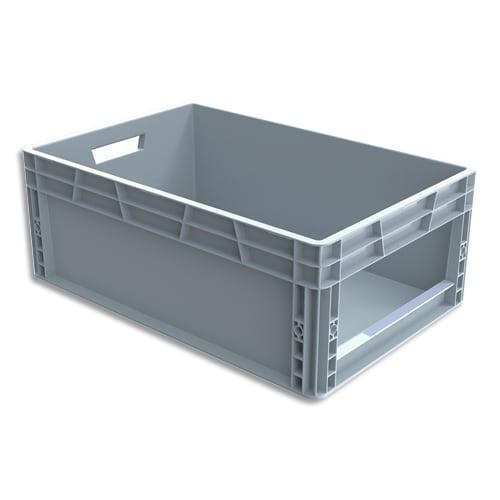 Viso bac de rangement gerbable en polypropylène gris - capacité 45L - dimensions L60 x l23 x H20 cm_0