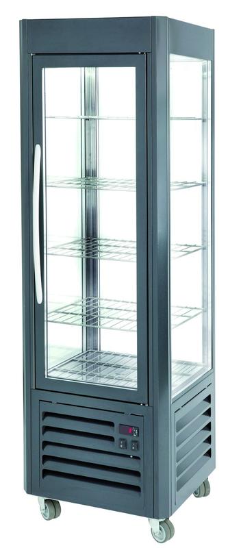 Vitrine réfrigérée PANORAMIQUE anthracite 5 grilles fixes - 600 x 630 x 1850 mm - 360 LT - 430 W - 230V/1/50HZ_0