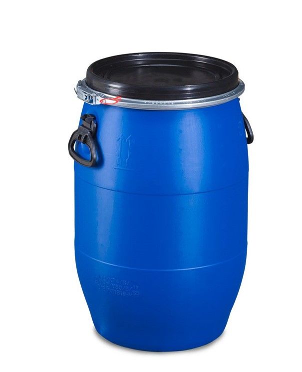 Fût en plastique avec couvercle pour le transport de marchandises dangereuses, 60 litres - 266134W_0