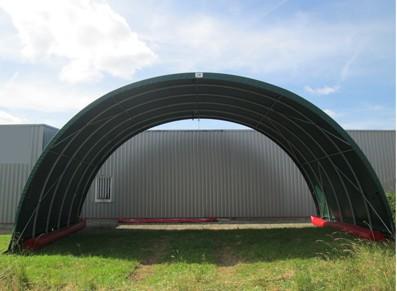 Tunnel de stockage Cathédrale S / ouvert / structure en acier / couverture en PVC / ancrage au sol avec platine / 12 x 5 x 5.50 m_0