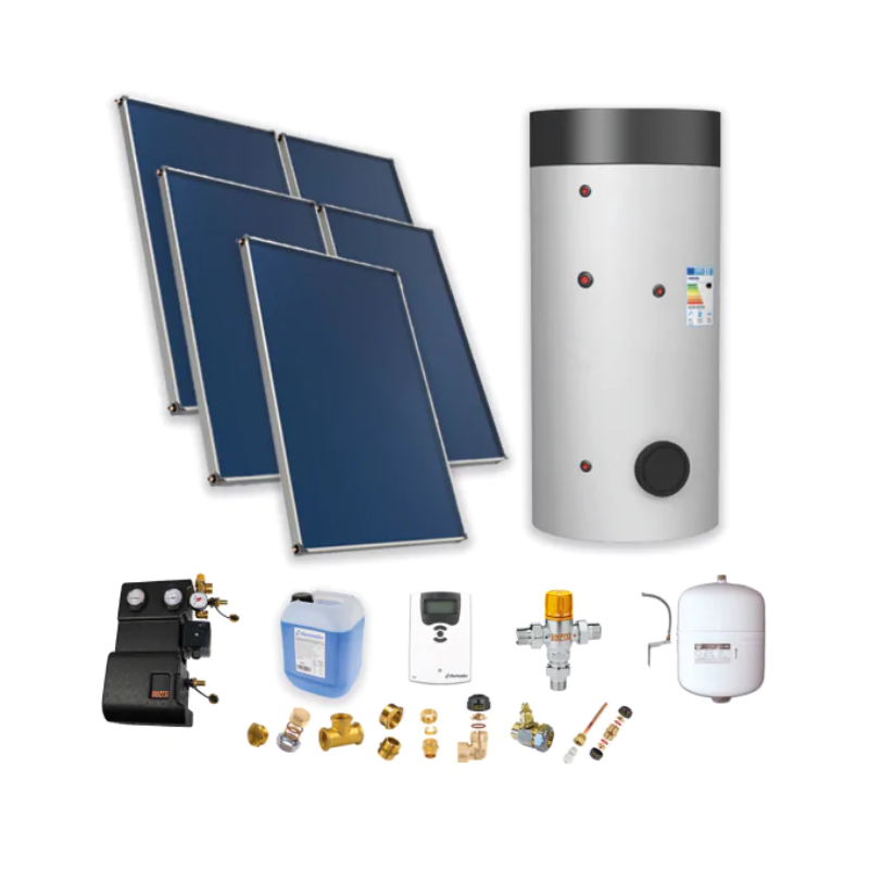 Astrea Pack D - SSC toiture plate 5 capteurs solaires, ballon combiné 800L production ECS semi-instantanée, accessoires - Thermador - PSOLCHECSP58TP_0