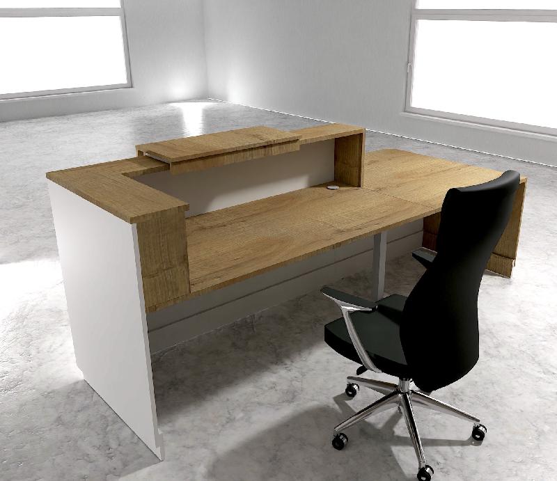 Bureau d'accueil ergonomique et Design Delta - 242, Gauche, Blanc, Non, Chêne veiné_1