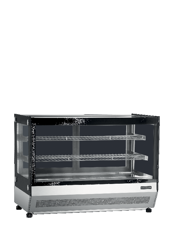 Comptoir réfrigéré TEFCOLD LCT900F/BLACK - Inox et verre, 2 portes vitrées coulissantes, plage +2 à +8 °C_0