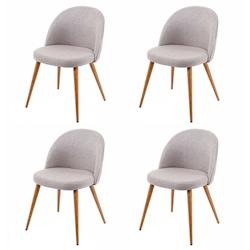 Décoshop26 - 4x chaises de salle à manger cuisine design rétro en tissu gris clair coutures décoratives dossier 04_0000576 - gris 3000041532697_0