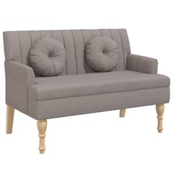Décoshop26 - Banquette banc avec coussins dossier et accoudoirs 113 x 64,5 x 75,5 cm tissu taupe DEC024635 - 3000254815556_0