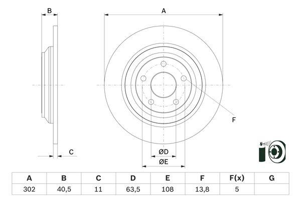 Disque de frein Bosch 0986479F79 - boîte de 2 disques arrière, type plein_0