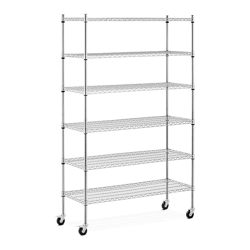 ÉTAGÈRE CHARGE LOURDE MÉTALLIQUE 120 X 45 X 190 CM 90 KG 4 ROULETTES