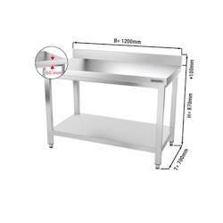 GGM Gastro Tables Inox de Travail Premium avec Dosseret et Etagère - Profondeur 700 mm - ATK127A - 4063326066293_0
