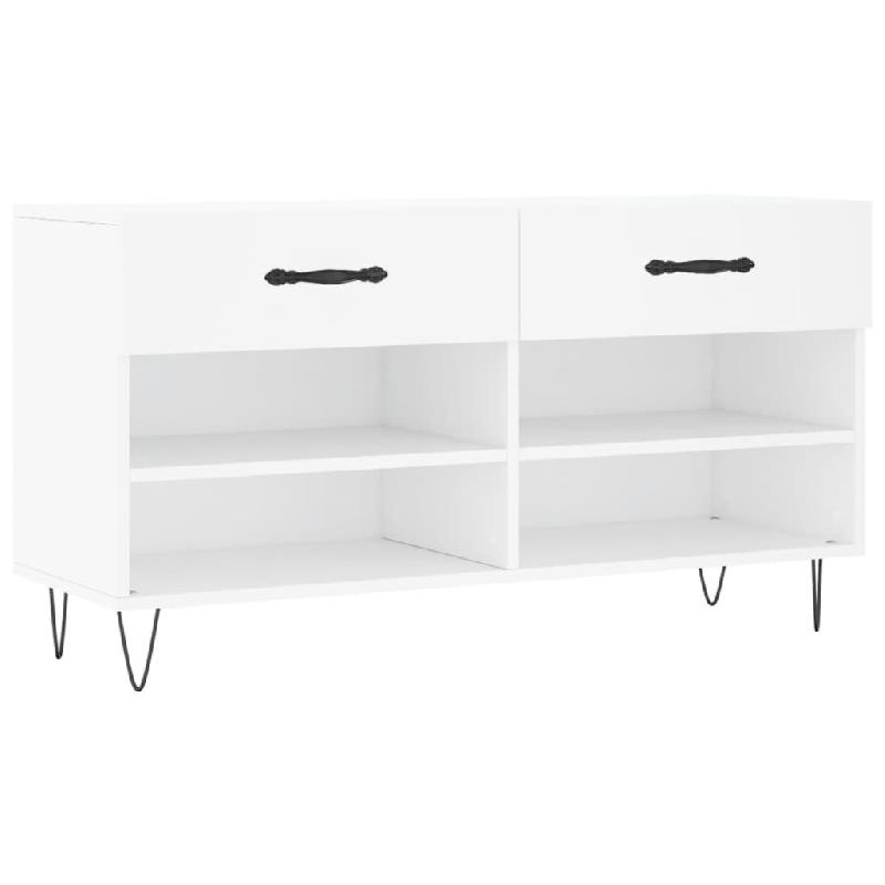 Helloshop26 - Banc à chaussures bottes commode étagère meuble entrée rangement 102 x 35 x 55 cm bois d'ingénierie blanc 02_0022877 - blanc Bois m_0