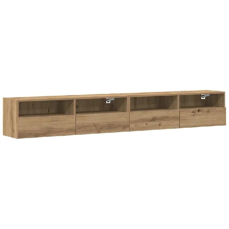 Helloshop26 - Lot de 2 meubles TV muraux modernes design minimaliste 100 x 30 x 30 cm en bois d'ingénierie chêne artisanal 02_0051830 - Bois massif_0