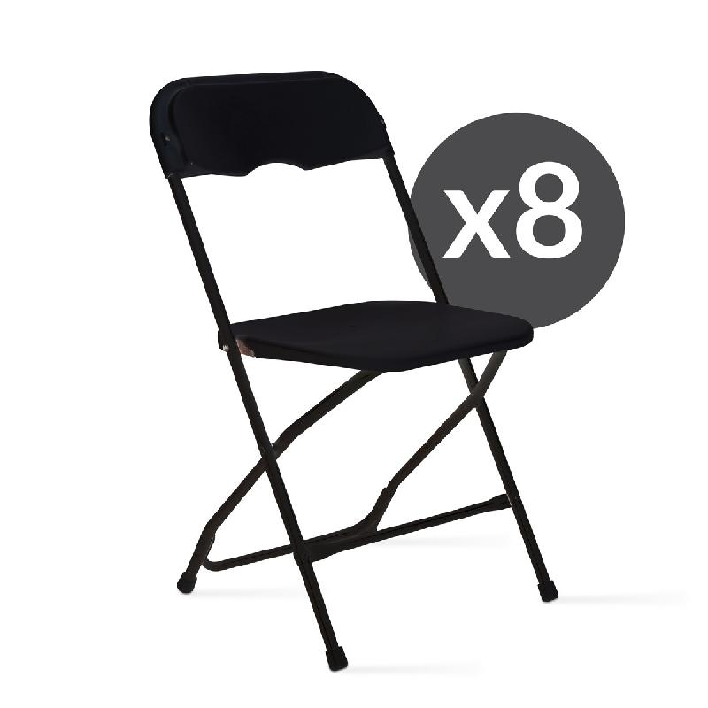 Lot de 8 chaises pliantes noires de réception - structure acier époxy - usage intérieur/extérieur_0