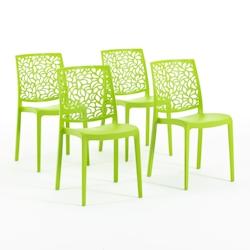 RATTATAN Set 4 Chaises en polypropylène avec fibre de verre empilables pour extérieur et jardin, bar et restaurant, cuisine design moderne - ANNA -_0