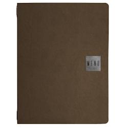 Set 12 porte-menu A4 Stil Casa, polyuréthane, 24,3x31,6 cm, 3 enveloppes plastiques, élastique, marron. - PM2C-BWD-MN-SI_0