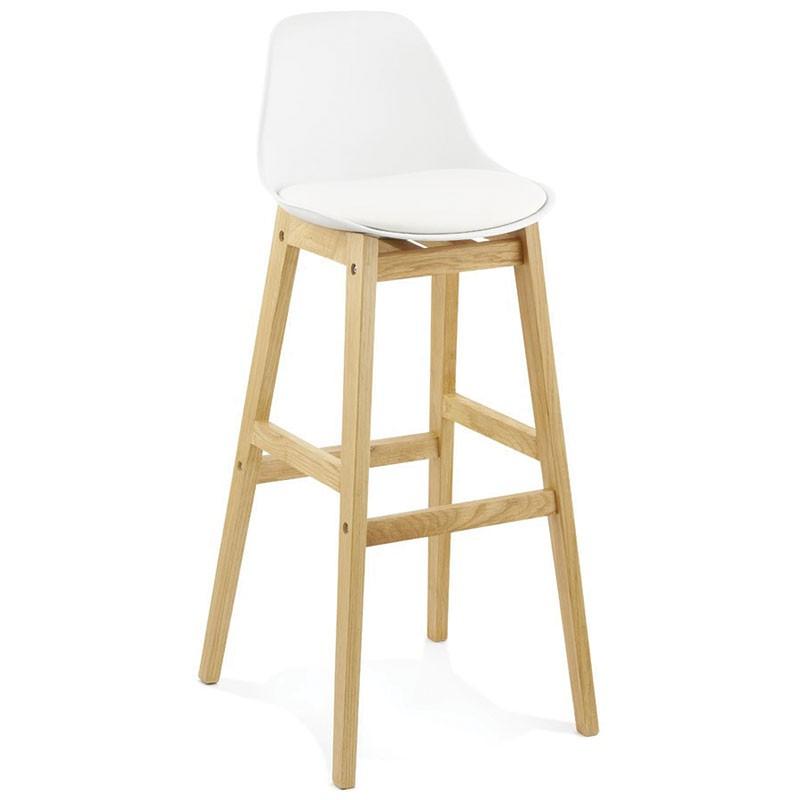 Tabouret de bar design Lund 102 cm blanc - Paris Prix - Assise en polyuréthane et piètement en bois_0