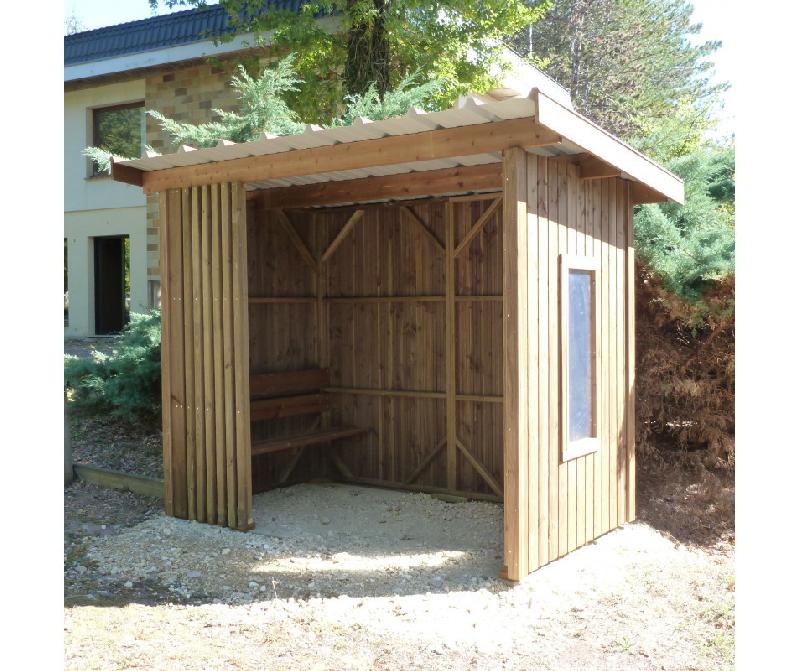 ABRI EXTÉRIEUR EN BOIS - Abribus, abri fumeur et abri pour élèves - Bois PEFC et plexiglas transparent_0