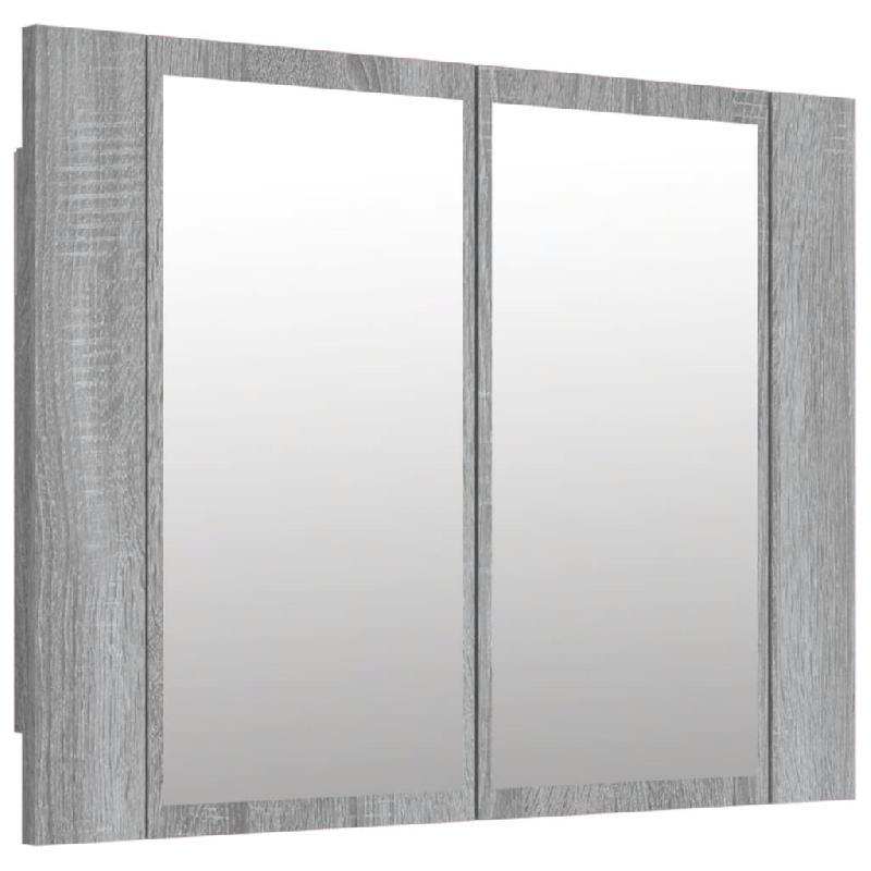 ARMOIRE À MIROIR LED 60 X 12 X 45 CM BOIS D\'INGÉNIERIE GRIS 02_0006744_0